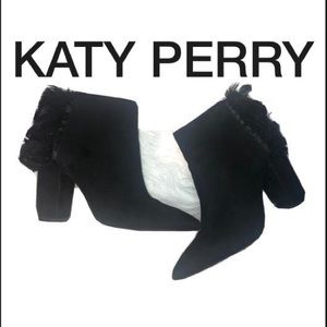 Katy Perry black suede ankle boots with zipper